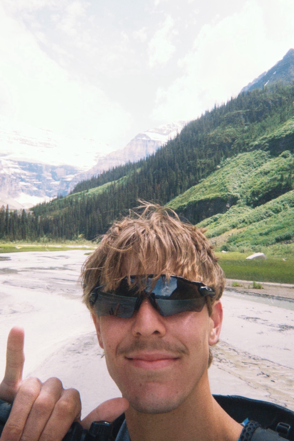 Finn in sunglasses in the Canadian Rockies